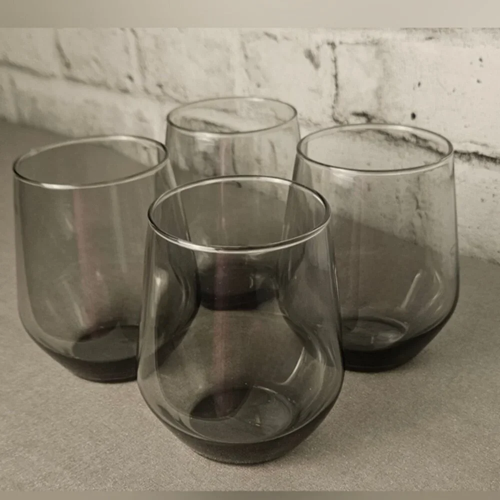 IKEA Ivrig Set of 4 Gray Stemless Glasses - New Old Stock. CIB